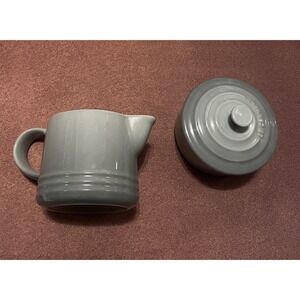 Le Creuset Stoneware Signature Cream & Sugar Set Sea Salt Color Serveware New